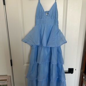 Elegant Blue Tiered Dress